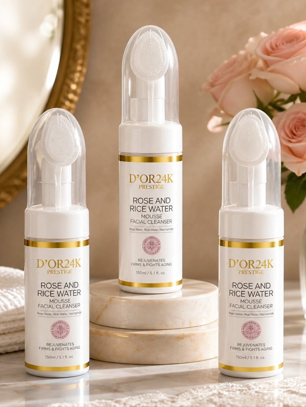 Rose and Rice Water Mousse Facial Cleanser-Set of 3